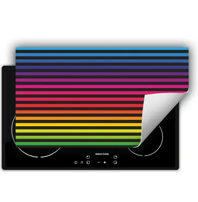 Image de DarHaus Plaque de recouvrement pour cuisinière 90x52 cm Tapis antidérapant Enroulable, multicolore - Rayures