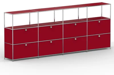 Produktbild von Hochschrank, 4 offene Fächer, 8 Klappen, Breite 302 cm, Rubinrot
