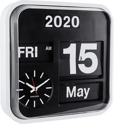 Produktbild von Karlsson - Wanduhr Big Flip - Weiß/Schwarz - 43x43x16cm
