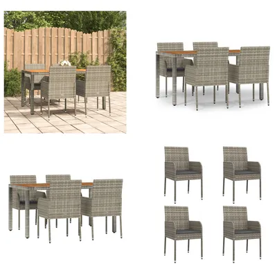 Produktbild von vidaXL 5 tlg. Garten Essgruppe mit Kissen Grau Poly Rattan - Garten Essgruppe - Garten Essgruppen - Essgruppe - Essgruppe Terrasse