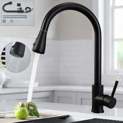 Produktbild von Küchenarmatur Ausziehbar mit Brause Edelstahl 360°Wasserhahn Küche Einhandmische