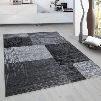 Imagen del producto de Ayyildiz Alfombras modernas y de diseño  140x200 cm Alfombra de pelo corto, patrón abstracto de cuadros, alfombra para sala de estar, reverso de yute