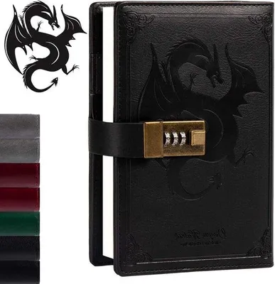Produktbild von Famanu Tagebuch Drache - Ledereinband mit Schloss, nachfüllbar, schwarz