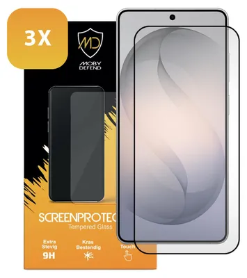 Productafbeelding van 3-Pack MobyDefend Screenprotectors - Geschikt voor  Samsung Galaxy S26 Ultra  -  Screensavers Met Zwarte Randen - Gehard Glas