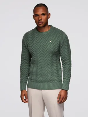 Zdjęcie produktu dla Sweter męski OMBRE OM-SWSW-0190 STONOWANA ZIELEŃ rozmiar: XL