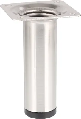 Produktbild von WAGNER Möbelbein CLASSIC RETRO - Ø 30 x 100 mm, Anschraubplatte 60 x 60 mm, Innengewinde Ø 10 mm, Edelstahl Optik - 12111001