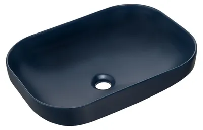 Zdjęcie produktu dla Umywalka Nablatowa Ceramiczna 50,4X35,2 Cm Granatowy Mat Prostokątna