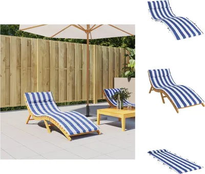 Image de vidaXL Coussin pour bain de soleil bleu & blanc rayé 180x60x3 Oxford - coussin d'assise