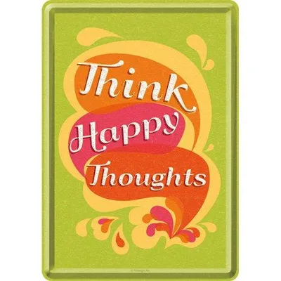 Zdjęcie produktu dla Nostalgic-Art - Blaszana pocztówka - Word Up - Think Happy Thoughts