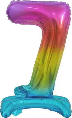 Produktbild von B&C Folienballon Zahl 7 stehend Regenbogen 38 cm