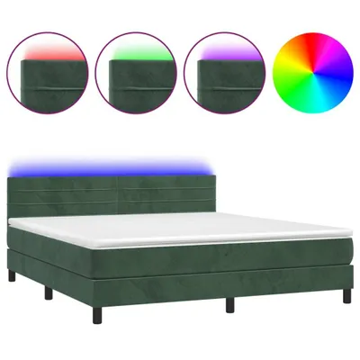 Immagine prodotto di vidaXL Letto a molle con materasso e LED verde scuro 180x200 cm in velluto