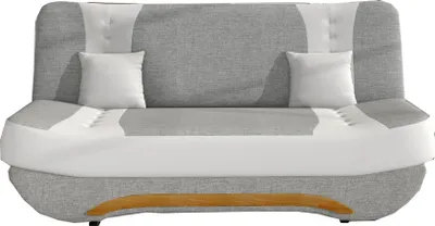 Produktbild von Sofa mit Schlaffunktion und Bettkasten, Couch für Wohnzimmer, Schlafsofa Federkern Sofagarnitur Polstersofa Wohnlandschaft mit Bettfunktion -194 x 92 x 95cm  Feba (Hellgrau+Weiß (Sawana 21+ Soft 17))