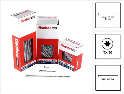 Image de Fischer 670465 vis/boulon 180 mm 100 pc(s)