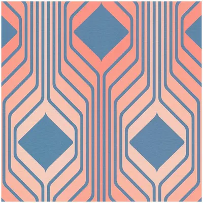 Zdjęcie produktu dla Profhome 395322-GU Tapeta retro Geometryczna niebieska beżowo-czerwono-pomarańczowa niebieska 4,5 m2