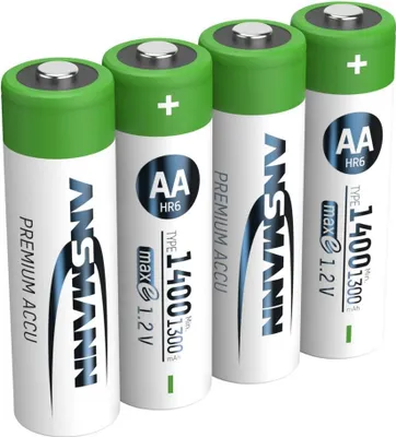 Produktbild von Ansmann 1312-0022, Wiederaufladbarer Akku, AA, Nickel-Metallhydrid (NiMH), 1,2 V, 4 Stück(e), 1300 mAh