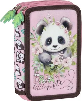 Produktbild von Dreifaches Federmäppchen für Mädchen mit Panda 10 Zubehör Derform