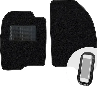Produktbild von moto-MOLTICO Vorne Fußmatten Auto Velours Autoteppiche Schwarz Automatten Set 2-teilig passend für Mazda 2 I 2003-2007