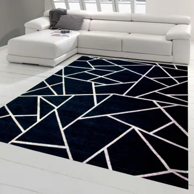 Immagine prodotto di Tappeto orientale per soggiorno, tappeto/passatoia con motivo geometrico in bianco e nero, dimensioni: 80 x 250 cm