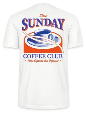 Produktbild von Spreadshirt Slow Sunday Coffee Club stzlischer coffee print Uni Bio T-Shirt, M, Weiß
