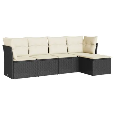 Produktbild von vidaXL 5-tlg. Garten-Sofagarnitur mit Kissen Schwarz Poly Rattan