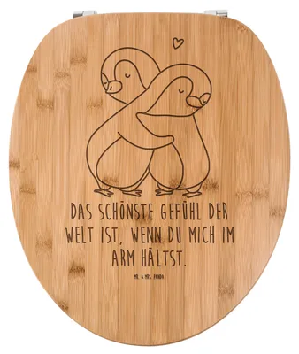 Produktbild von Mr. & Mrs. Panda WC Deckel Pinguine Kuscheln - Transparent - Geschenk, Sitz, Ehefrau, Klositz, Hochzeitstag, Toilettendeckel, Klodeckel, für Partner, Liebesbeweis, Frauen