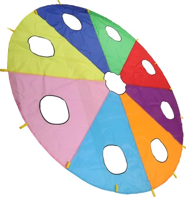 Produktbild von Kinder-Set zum Maulwerfen im Freien, runde Form, 4 aufblasbare Stangen, Regenschirm-Fallschirm mit 9 Löchern
