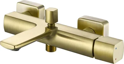 Produktbild von sanicomfort Wannenarmatur BAROS Gold gebürstet– Einhebel Mischbatterie für Badewanne – Aufputz-Wannenfüllarmatur mit 1/2 Zoll Brauseanschluss, Wandmontage, aus Messing