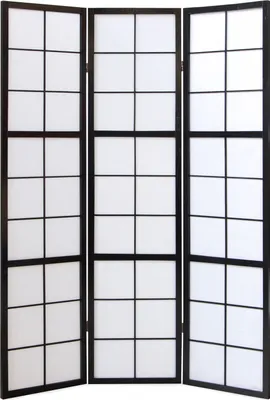 Produktbild von Homestyle4u Paravent Raumteiler 3 teilig Holz Schwarz Reispapier Weiß Höhe 175 cm Indoor