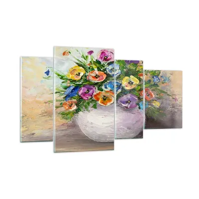 Produktbild von Bilder auf glas - Blumen Blumenstrauß Vase bunt - 120x70cm - Glasbilder - Wandbilder - Kunstdruck - zum Aufhängen bereit - Wanddekoration aus Glas - Glas Bilder - Wandbild auf Glas - GDL120x70-2915