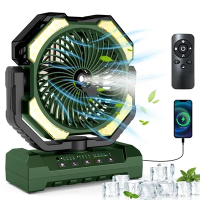 Produktbild von Standventilatoren,Mobiler 4-Stufen-Ventilator, Bodenventilator mit 3-Stufen-Beleuchtung,Tischventilator mit Fernbedienung, Outdoor-Camping-Ventilator