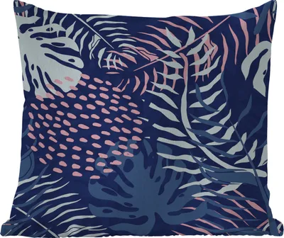 Produktbild von MuchoWow® Outdoor Kissen - Blätter - Tropisch - Muster - Mädchen - Kinder - Rosa - Mädchen - 50x50 cm - Wetterfest - Lounge Kissen - Komfortabel - Kissen mit Bild