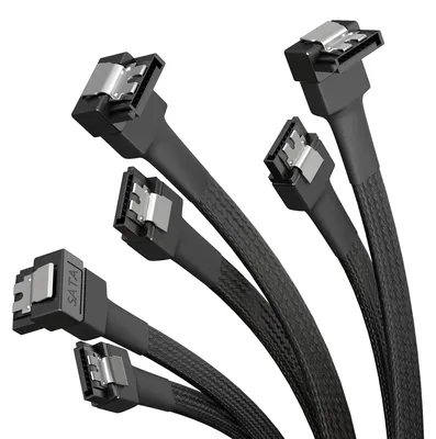 Produktbild von KabelDirekt – SATA-3-Datenkabel 3er-Set – 30cm – 90° gewinkelt, 6Gbit/s
