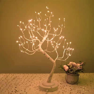 LED-Bonsai-Baumlampe, 108 warmweiße LEDs, 8 Modi, Tischlampe