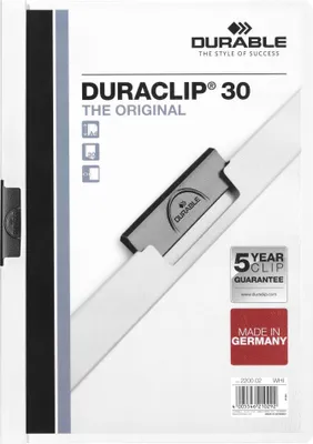 Immagine prodotto di DURABLE Cartellina con clip DURACLIP® 30 A4, Bianco, 220002