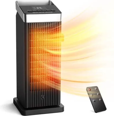 Obrázok produktu pre Elektrický ohrievač 2000 W ECO s termostatom PTC, 90° osciláciou a 24-hodinovým časovačom, čierny