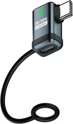 Image de INF Lot de 2 adaptateurs Type-C femelle vers mâle coudé 240W 120Gbps Gris + Bleu