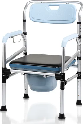 Image de Jiubiaz Chaise de toilette Tabouret de douche & sièges Chaise de nuit Dossier antidérapant et couvercle Aide à la toilette