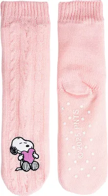 Produktbild von The Peanuts Snoopy Hüttensocken - Strick Haussocken für Damen Kuschelsocken Flauschige Wintersocken warme Frauen Socken Rosa 39-42