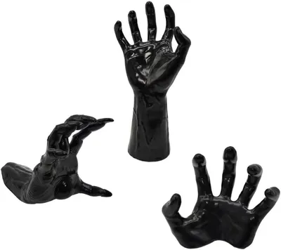 Productafbeelding van Halloween zwarte hars spookhanden decoratieset - Set van 3 - Demonenhand armloos gewapend palm rekwisieten