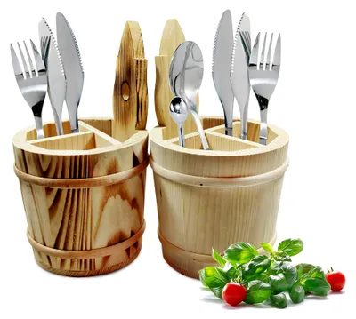 Produktbild von Besteckkorb aus Holz mit drei Fächern