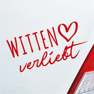 Produktbild von Auto Aufkleber Witten verliebt Herz Stadt Heimat Liebe Car 19x9 cm Rot Sticker Heckscheibenaufkleber