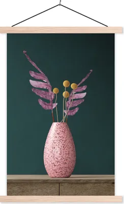 Produktbild von MuchoWow® Textilposter Stilleben - Pflanzen - Vase 120x180 cm mit holzfarbenen Rahmen - Textil-Plakat