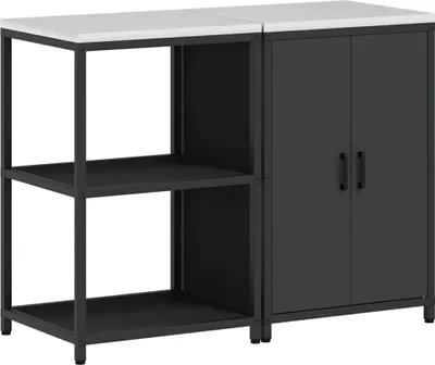 Image de vidaXL Ensemble de rangement pour la cuisine HATTEM, 2 pièces, noir