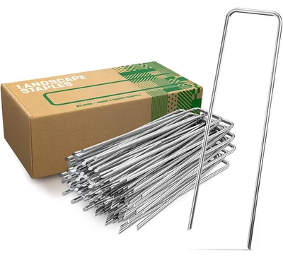Zdjęcie produktu dla Szpilki gruntowe do ogrodu - 150 x 25 mm - Stal - 100 szt. - Ocynkowane - do agrowłókniny, namiotów i węży ogrodowych