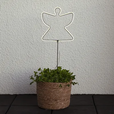 Produktbild von LED Neon Gartenstecker Engel - 102 weiße LED - H: 65cm - 8 Funktionen - Timer - Batterie