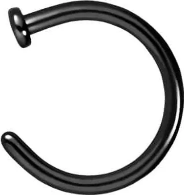 Produktbild von Nasenpiercing, Nasenstecker Titan Nasenring offen PLATTE Schwarz Innendurchmesser: 7mm + Stabstärke: 1mm