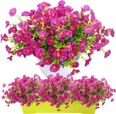 Imagen del producto de Juego de flores artificiales, 9 unidades, 35 cm de largo, resistentes a los rayos UV, aptas para balcones y espacios interiores
