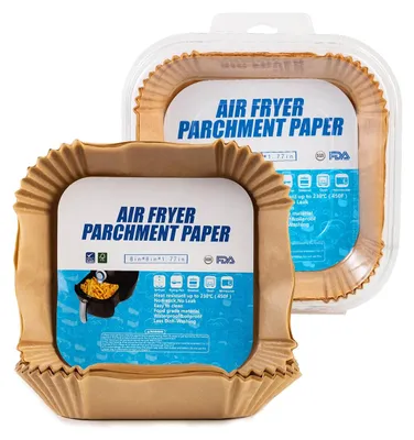 Imagen del producto de Papel de horno para freidoras de aire, 20 x 20 cm, 100 unidades, libre de BPA, con revestimiento antiadherente