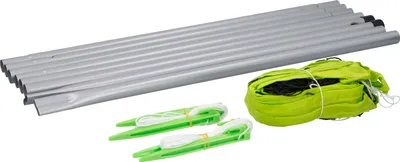 Produktbild von Dunlop Sport Netz 609 x 220 CM Volleyballnetz - Tennis Netz - Badminton Netz - Komplettes Set mit Stangen, Netz, Bodenankern und Spannseilen - Vielseitig Einsetzbar - Grün/Schwarz