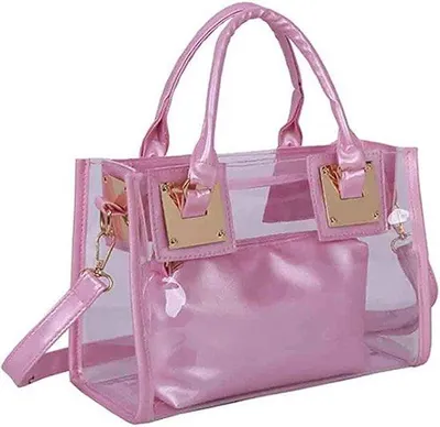 Immagine prodotto di Piccola borsa shopper rosa trasparente in PVC